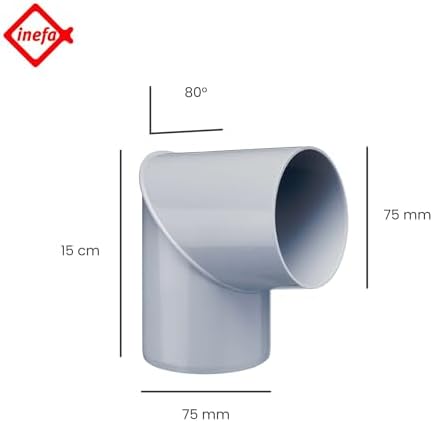 INEFA Fallrohrbogen 80 Grad, PVC DN75 / 75mm Grau für Dachrinnenzubehör, leicht einsetzbar, Made in Germany  
INEFA Fall