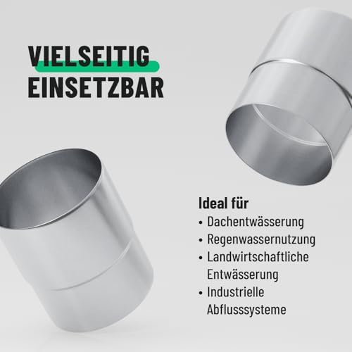 Greate Fallrohr Adapter 100 mm aus Titan Zink - Steckmuffe DN 100 für Fallrohre - Titanzink Ablaufrohrverbinder für Dach
